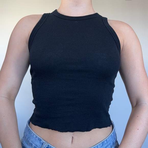 A New Day Black Rib Knit High Neck Tank Top - Picture 3 of 5